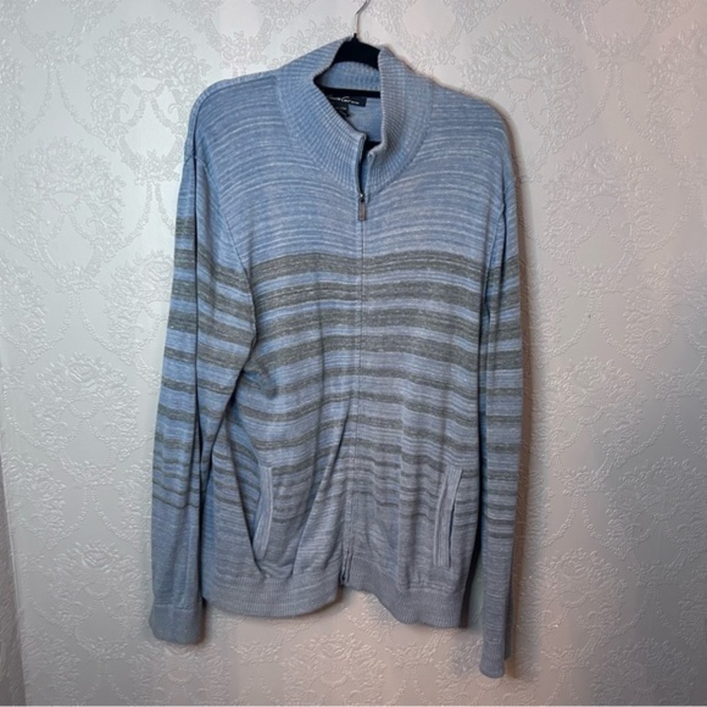 Kenneth Cole XXL full zip sweater striped lightweight great condition
